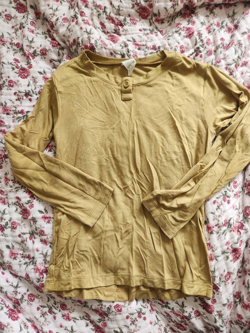 kate quinn Woods Long Sleeve Henley Top in Mustard Yellow